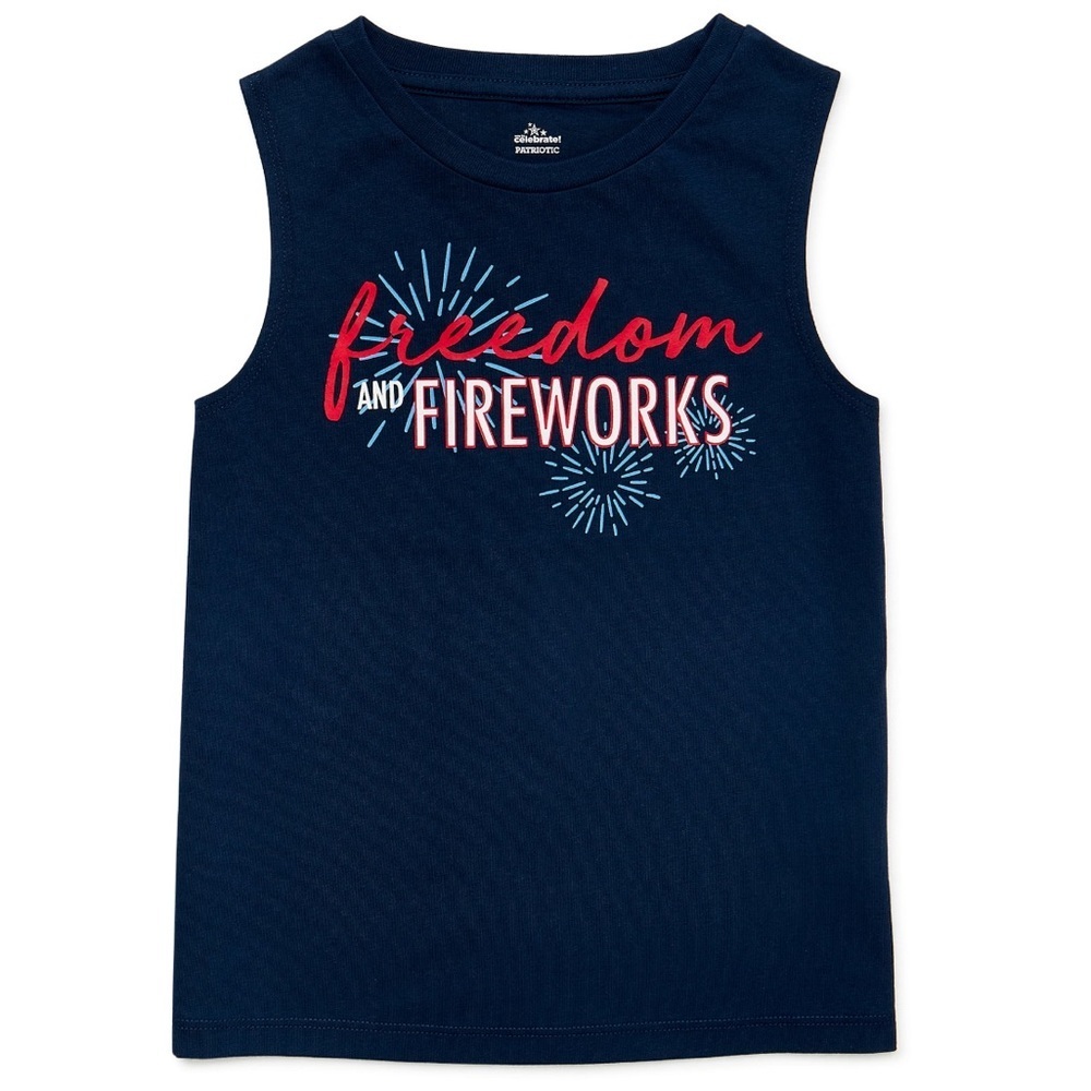 Way to Celebrate Girls Fireworks Tank Top, Size M 7/8